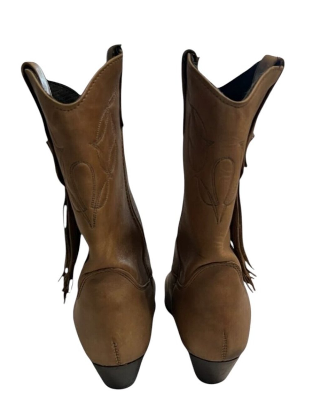 Laredo Womens 9 Tan Leather Fringe Western Cowboy Boots Cowgirl Boho Festival - Picture 6 of 9